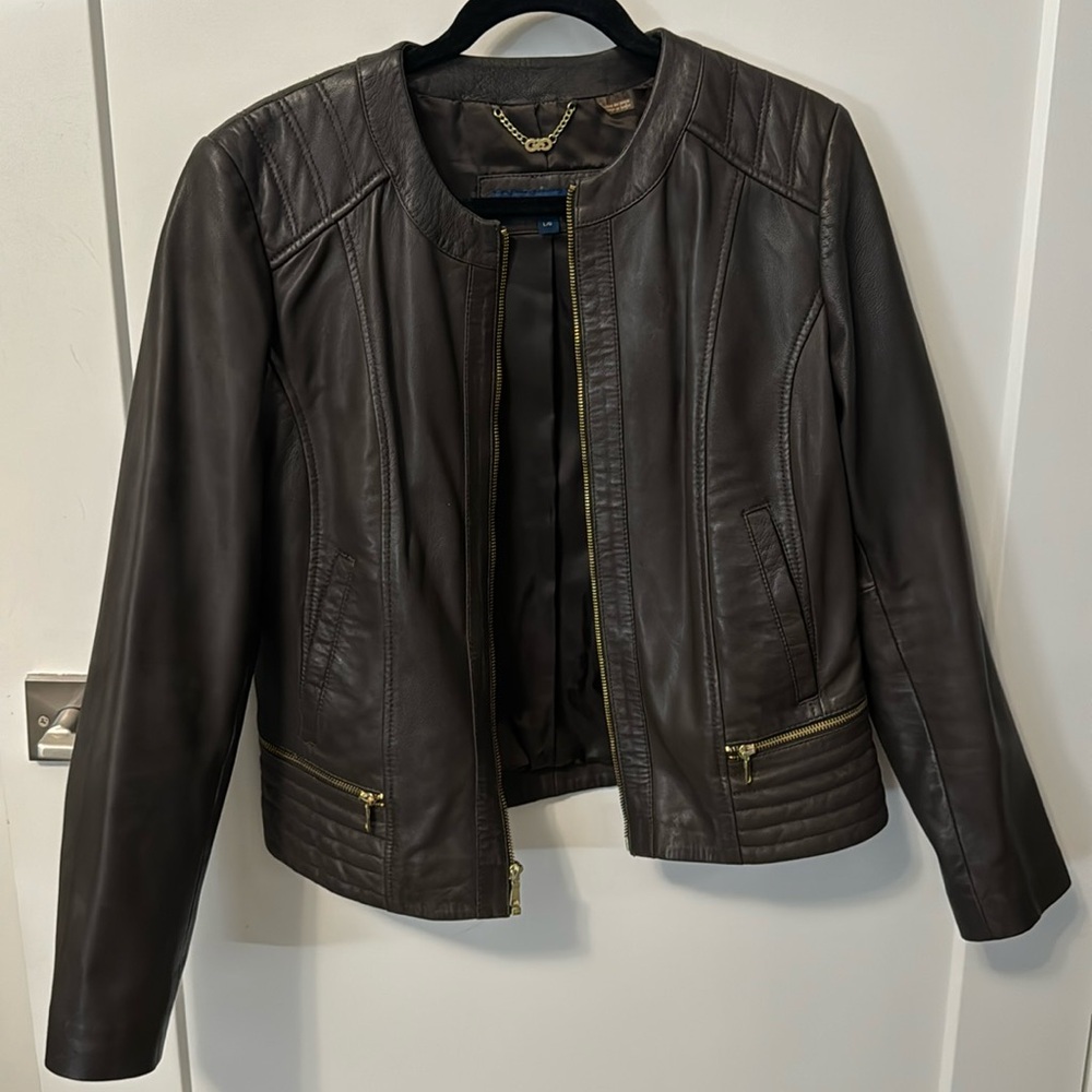 Cole Haan chocolate leather jacket